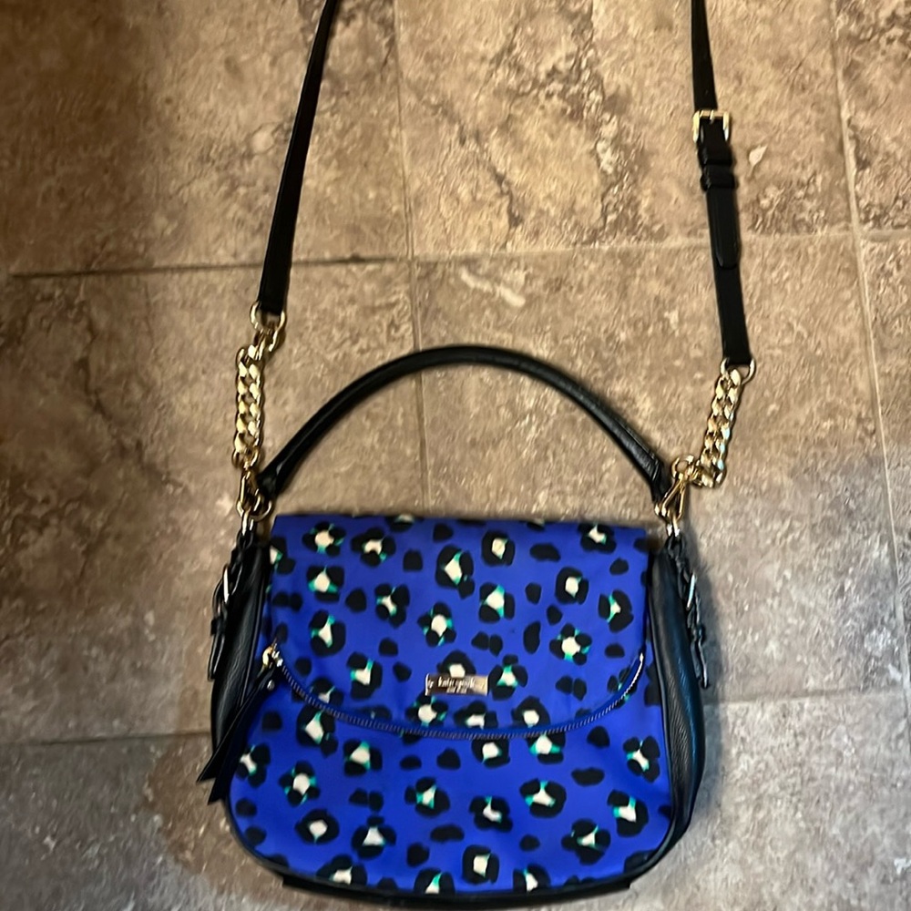Kate Spade Blue Leopard Print Crossbody Bag